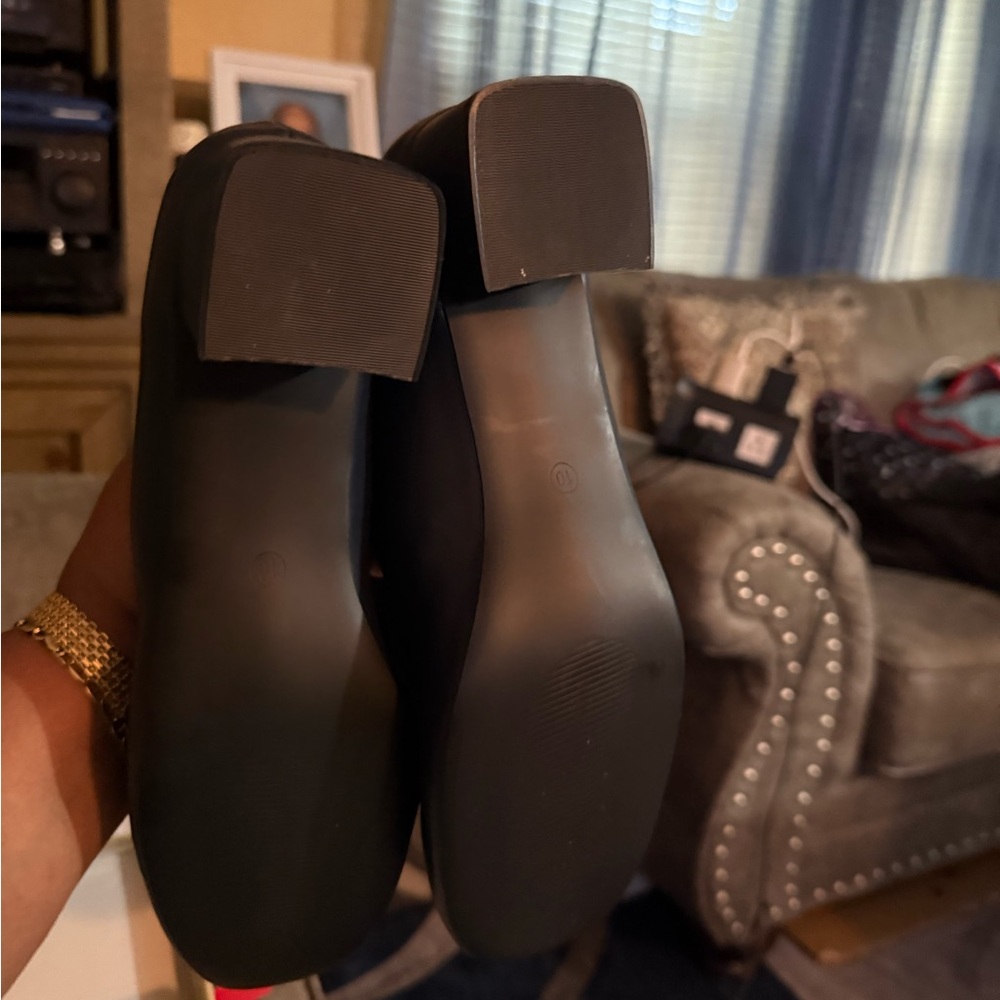 Blue and Tan Square Heel Shoes the price is for both or 25.00 for one